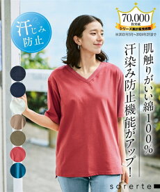 Tシャツ カットソー 大きいサイズ レディース 綿100％ 汗染みしにくいVネック5分袖 オフホワイト〜黒 6L/8L/10L ニッセン nissen