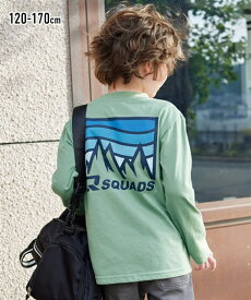 スポーツウェア トップス キッズ SQUADS スカッズ 長袖 バック プリント Tシャツ 男の子 女の子 子供服 ジュニア服 ネイビー/ベージュ/ミント 身長120/130cm トレーニング フィットネス 運動 ジム ニッセン nissen