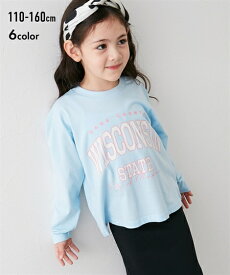 Tシャツ 子供服 カットソー キッズ 綿100％ ビッグシルエット プリント 女の子 ジュニア服 サックス〜ラベンダー 身長140/150/160cm トップス ニッセン nissen