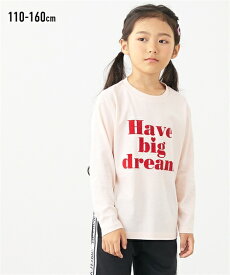 Tシャツ 子供服 カットソー キッズ 綿100％ フロッキー プリント 女の子 ジュニア服 アイボリー/ピンク 身長140/150/160cm トップス ニッセン nissen