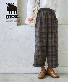 ワイドパンツ レディース moz モズ チェックワイド グレー系 S/M/L/LL ゆったり 体型カバー 美脚 ボトムス ズボン ニッセン nissen