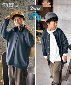 トレーナー 子供服 キッズ 裏起毛2WAY 冬 ネイビー/杢グレー 身長170cm トップス スウェット プルオーバー ニッセン nissen