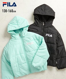 アウター 子供服 FILA キッズ ロゴラメ プリント 中綿 ジャケット ブラック/ミント 身長130/140/150/160cm 羽織 ニッセン nissen