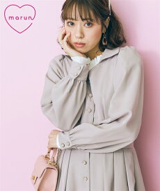 ワンピース ロング マキシ 大きいサイズ レディース フロントボタン marun グレージュ/ネイビー L/LL/3L/4L/5L ひざ下 ニッセン nissen