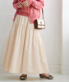 ロングスカート レディース ボリュームフレア アイボリー/黒 S/M/L/LL マキシスカート 長め ロンスカ ニッセン nissen