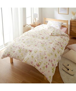 掛け布団カバー 着脱簡単 綿100% 両サイドファスナー掛け 布団 カバー 小花柄 掛布団カバー 寝具 ピンク系/ブルー系 シングル ニッセン nissen