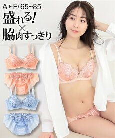 ブラジャー ショーツ セット レディース 脇高パステルシアーフラワー ブラショーツ 女性 インナー パンツ パンティ サーモンピンク/ブルー A70_M〜D80_L ニッセン nissen