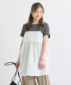 【店内全品対象★25%OFFクーポン配布中★先着800名限定 2/19 20時開始】マタニティ トップス 授乳服 ママ ウエア チュニック キャミソール ＋ 2点セット 産前 産後 アップルイエロー＋オフ/スミクロ＋モカブラウン/ベージュ＋黒 M/L ニッセン nissen