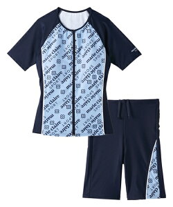 【店内全品対象★25%OFFクーポン配布中★先着1,000名限定 10/24 20時開始】marie claire SPORT 水着 フィットネス 競泳 レディース 全開ジップ袖付き タンキニ 2点セット 水泳 トレーニング 運動 ジム