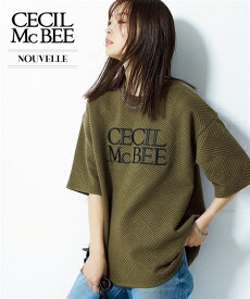 Tシャツ カットソー レディース CECIL McBEE 変形キルト プルオーバー オフホワイト/カーキ/黒 S〜M/L〜LL/3L〜4L/5L〜6L ニッセン nissen