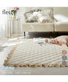 ラグ カーペット 絨毯 洗えるキルトラグ ふわ＆くしゅシリーズ サッカー 織 おしゃれ アースグレー/アイスブルーグレー/シャーベットピンク/ラテミルク 約185×185 15mm ニッセン nissen