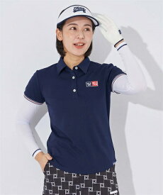 FILAGOLF スポーツウェア トップス 大きいサイズ レディース FILA GOLF ECOジャガード タイポ柄ポロシャツ ＋ インナー SET フィラ ゴルフ 吸汗速乾 UVカット 夏 トレーニング フィットネス 運動 ジム ネイビー/ホワイト M/L/LL/3L ニッセン nissen