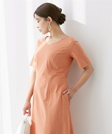 【店内全品対象★25%OFFクーポン配布中★先着1,500名限定 7/19 20時開始】ワンピース ロング マキシ レディース 大きい胸専用 Vネック 半袖 Tワンピ ポケット付 ひざ下 グレイッシュアプリコット/ロイヤルブルー S/M/L ニッセン nissen