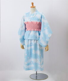 浴衣 子供服 キッズ 2WAY ワンピース 上下＋作り帯 サン ドレス タイプ お祭り 花火大会 ヒトデ貝柄 ミント /りんご飴柄 ネイビー /紫陽花柄 オフホワイト /紫陽花柄 サックス /小花柄 イエロー 110 100〜110 /130 120〜130 ニッセン nissen