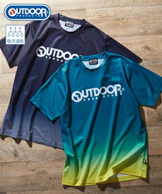 OUTDOOR Tシャツ カットソー メンズ 吸汗速乾 裏面メッシュ グラデーション 半袖 クルーネックTシャツアウトドアプロダクツ 夏 トップス グリーン/ネイビー S/M/L/LL ニッセン nissen