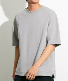 Tシャツ カットソー メンズ オーバーサイズ ダブルフェイス ロング丈 無地5分袖Tシャツ トップス テラコッタ/ブラック/ライトグレー S/M/L/LL ニッセン nissen