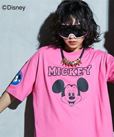 Tシャツ カットソー レディース /ディズニー ミッキーマウス/ 綿100％ フェイス プリント GEVS. 夏 オフホワイト/ピンク/黒 | L〜10L | ニッセン nissen
