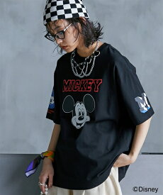 Tシャツ カットソー レディース /ディズニー ミッキーマウス/ 綿100％ フェイス プリント GEVS. 夏 オフホワイト/ピンク/黒 | L〜10L | ニッセン nissen
