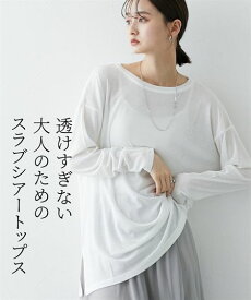 【最大10%OFF SALE！12/11 10:59まで】Tシャツ カットソー レディース スラブシアー トップス オフホワイト/グレー/ダスティブルー/黒 S〜6L ニッセン nissen