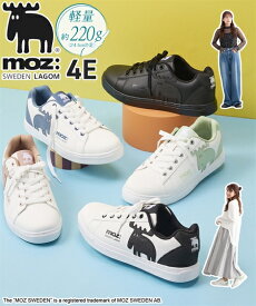 大きいサイズ レディース ゆったり幅広 moz モズ 軽量ビックロゴ スニーカー ワイズ4E 靴 シューズ ホワイト×キャメル/ホワイト×ピンク/ホワイト×ブルーグレー/ホワイト×黒 23.0〜23.5/24.0〜24.5/25.0〜25.5/26cm ニッセン nissen