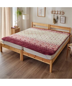 敷きパッド 寝具 ノルディック柄フランネル Coco.Fa ファミリーサイズ 敷パッド アッシュブルー/ローズピンク 200×200cm/240×200cm ニッセン nissen