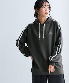 パーカー 大きいサイズ レディース CECIL McBEE 袖ライン入り フーディ アイス杢/チャコールグレー/黒 S〜6L ニッセン nissen