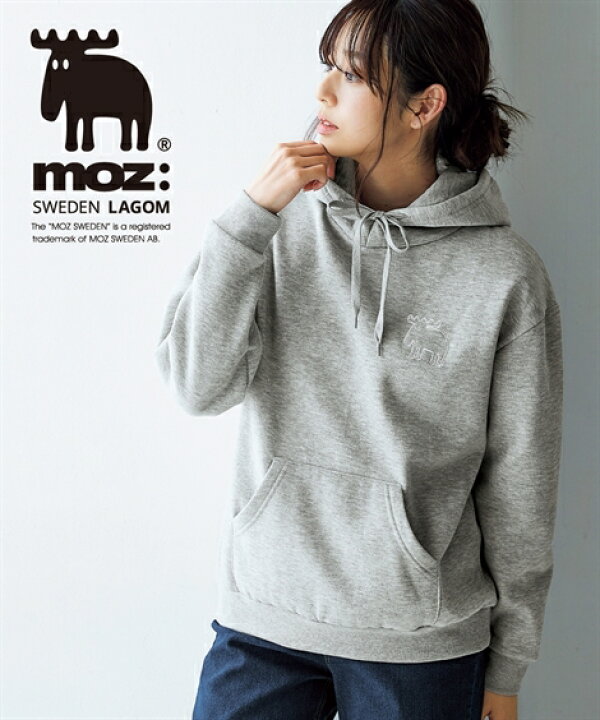 楽天市場】パーカー レディース moz モズ 裏起毛 フーディ 黒/杢グレー 