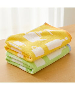 バスタオル 普通糸クックタイム 2色セット 吸水 イエロー グリーン 約 60×120cm ニッセン nissen
