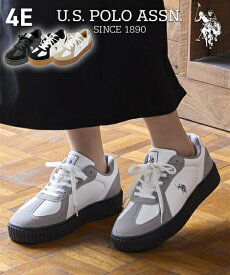 レディース ゆったり幅広 U.S. POLO ASSN. ユーエスポロアッスン レース アップ スニーカー ワイズ4E 春 夏 秋 冬 靴 シューズ グレー/ベージュ/ホワイト/黒 | 23〜26.5cm | ニッセン nissen