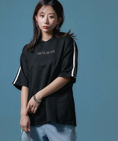 トレーナー スウェット レディース CECIL McBEE 袖ライン入5分袖 パーカー プルオーバー 黒系/杢グレー系 S〜6L ニッセン nissen