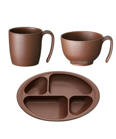 【店内全品対象★25%OFFクーポン配布中★先着800名限定 4/14 20時開始】木目調の優しい 食器 3点セット 春 夏 秋 冬 ブラウン ニッセン nissen