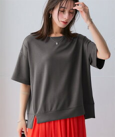 Tシャツ カットソー レディース ひんやり柔らかダンボール ニット 5分袖ゆるシルエット プルオーバー 接触冷感 吸汗速乾 有 夏 アンティークオレンジ/オフホワイト/チャコールグレー/ライトグリーン/黒 S〜M〜10L ニッセン nissen