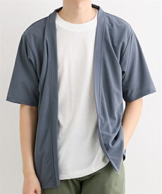 カーディガン メンズ きれいめ トップス 2点セット 梨地 ＋Tシャツ 夏 ダークブラウン/ダークブルー | S/M/L/LL | ニッセン nissen
