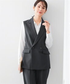 事務服 ベストスーツ レディース 会社制服 多ポケット付 ベスト スーツ ロング丈 ＋ パンツ 羽織る バッグ 有 春 夏 秋 冬 会社 制服 ユニフォーム 黒 | S/M/L/LL/3L | ニッセン nissen