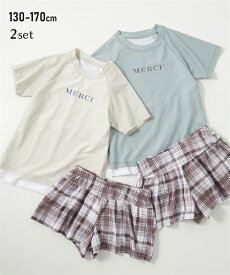 水着 キッズ インナー 付き 半袖 ラッシュ 女の子 夏 おしゃれ オフホワイト〜ライトベージュ | 身長130/140/150/160/170cm | ニッセン nissen