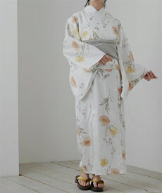 【全品対象★15%OFFクーポン配布中★1/15 23:59まで】浴衣 レディース 花柄 ワンピース セット 上衣＋ ＋へこ帯＋下駄 〔Neina〕 夏 ゆかた 大人 花火大会 和装 イエロー系×ベージュ/ネイビー系×ホワイト/ブルー系×ネイビー ニッセン nissen