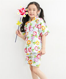 甚平 子供服 キッズ 綿100％ スーツ 男の子 女の子 夏 お祭り 花火大会 あさがお柄〜北欧花火柄 | 身長80〜160cm | ニッセン nissen