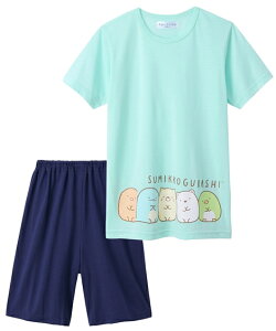 パジャマ 子供服 キッズ すみっコぐらし 天竺 半袖 女の子 夏 ルームウェア 部屋着 ナイトウェア エメラルドグリーン/ピンク | 身長110〜160cm | ニッセン nissen