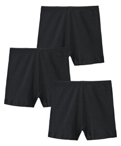 ショーツ パンツ 女の子 キッズ n KURO オーバー の要らない 綿100% 黒無地1分丈 3枚組 子供 小学生 中学生 ガールズ 春 夏 秋 冬 子ども ジュニア 女児 黒3枚組 | 身長120〜165cm | ニッセン nissen