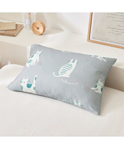 枕カバー 猫柄 枕 カバー 春 夏 秋 冬 ピローカバー 寝具 ミント/ライラック | 43×63cm用 | ニッセン nissen
