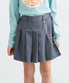 子供服 キッズ チャーム付き プリーツ キュロット パンツ 女の子 春 秋 ボトムス ガールズ グレー/ブラック | 身長140/150/160cm | ニッセン nissen