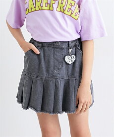 子供服 キッズ キーホルダー 付き デニム プリーツ パンツ イン スカート 女の子 春 秋 ボトムス ガールズ グレー/ブルー | 身長140/150/160cm | ニッセン nissen