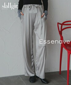 【最大20%OFF SALE！12/11 1:59まで】ワイドパンツ トールサイズ レディース 高身長 サテンリラックスパンツ Essenave 秋 大きいサイズ ゆったり 体型カバー 美脚 ボトムス ズボン グレー/黒 | M〜5L | ニッセン nissen