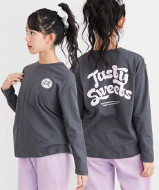 トップス・チュニック Tシャツ 子供服 キッズ 綿100％ ビッグシルエット プリント 女の子 春 秋 トップス カットソー コーラルオレンジ〜黒 ニッセン nissen