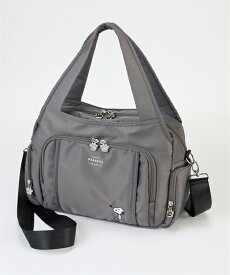 【店内全品対象★25%OFFクーポン配布中★先着800名限定 1/24 20時開始】レディース スヌーピー 10ポケットはっ水 ハンドル 収納 2WAY ショルダー バッグ 春 夏 秋 冬 斜め掛け かばん バック かわいい おしゃれ グレー/黒 ニッセン nissen