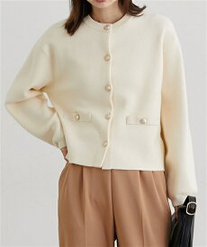 【最大10%OFF SALE！12/11 1:59まで】ニット セーター レディース スウェット ライクゴールド釦 ジャケット 秋 冬 アイボリー/ブラック/レッド/杢グレー | M/L/LL | ニッセン nissen