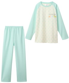 パジャマ 子供服 キッズ すみっコぐらし ニット キルト 長袖 女の子 春 秋 冬 ルームウェア 部屋着 ナイトウェア エメラルドグリーン/ピンク | 身長100〜160cm | ニッセン nissen