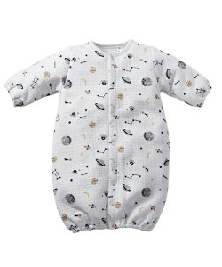 ツーウェイオール ベビー やわらかエアー ニット 総柄 ツーウェイ オール 服 子供服 男の子 女の子 春 秋 冬 ツーウェイドレス 新生児服 ベビードレス カバーオール 2WAY いちご アイボリー /