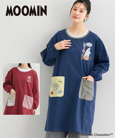 レディース ムーミン プリント かっぽう着 春 冬 ネイビー系 ムーミンママ /赤系 リトルミィ | L〜LL/3L〜4L/5L〜6L/8L/10L | ニッセン nissen