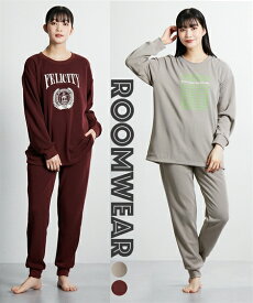 パジャマ レディース 冬 上下セット ふわぬく裏シャギービッグ トレーナー 風 ルームウェア セットアップ 部屋着 女性 バーガンディ/モカグレー | M〜L〜10L | ニッセン nissen